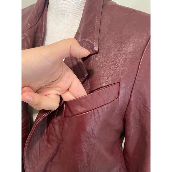 Zadig & Voltaire Verys Creased Leather Jacket in Burgundy - Picture 6 of 14